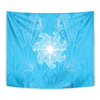 New Zealand Matariki Waiti Tapestry Maori Moko Cyan Galaxy LT05 - Polynesian Pride