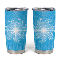 New Zealand Matariki Waiti Tumbler Cup Maori Moko Cyan Galaxy LT05 Cyan - Polynesian Pride