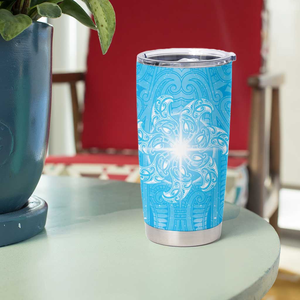New Zealand Matariki Waiti Tumbler Cup Maori Moko Cyan Galaxy LT05 - Polynesian Pride