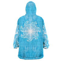 New Zealand Matariki Waiti Wearable Blanket Hoodie Maori Moko Cyan Galaxy