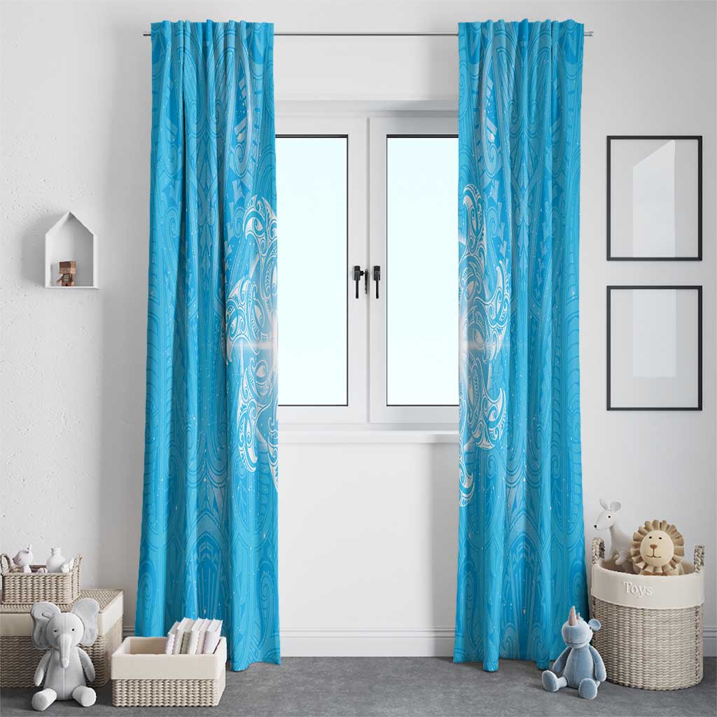 New Zealand Matariki Waiti Window Curtain Maori Moko Cyan Galaxy