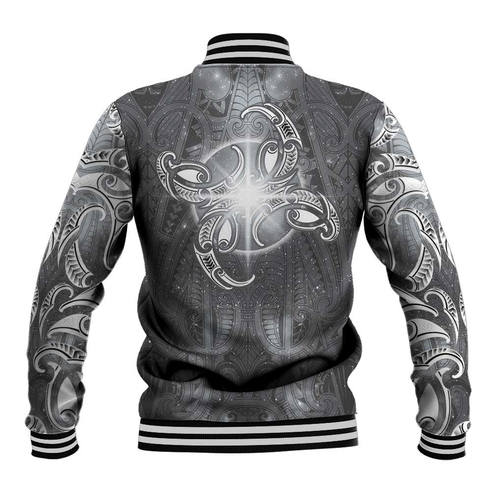 New Zealand Matariki Ururangi Baseball Jacket Maori Moko Grey Galaxy