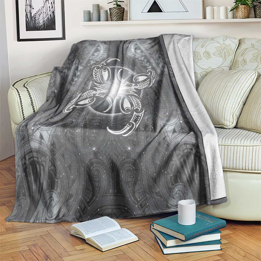 New Zealand Matariki Ururangi Blanket Maori Moko Grey Galaxy LT05 Grey - Polynesian Pride