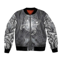 New Zealand Matariki Ururangi Bomber Jacket Maori Moko Grey Galaxy LT05 Unisex Grey - Polynesian Pride