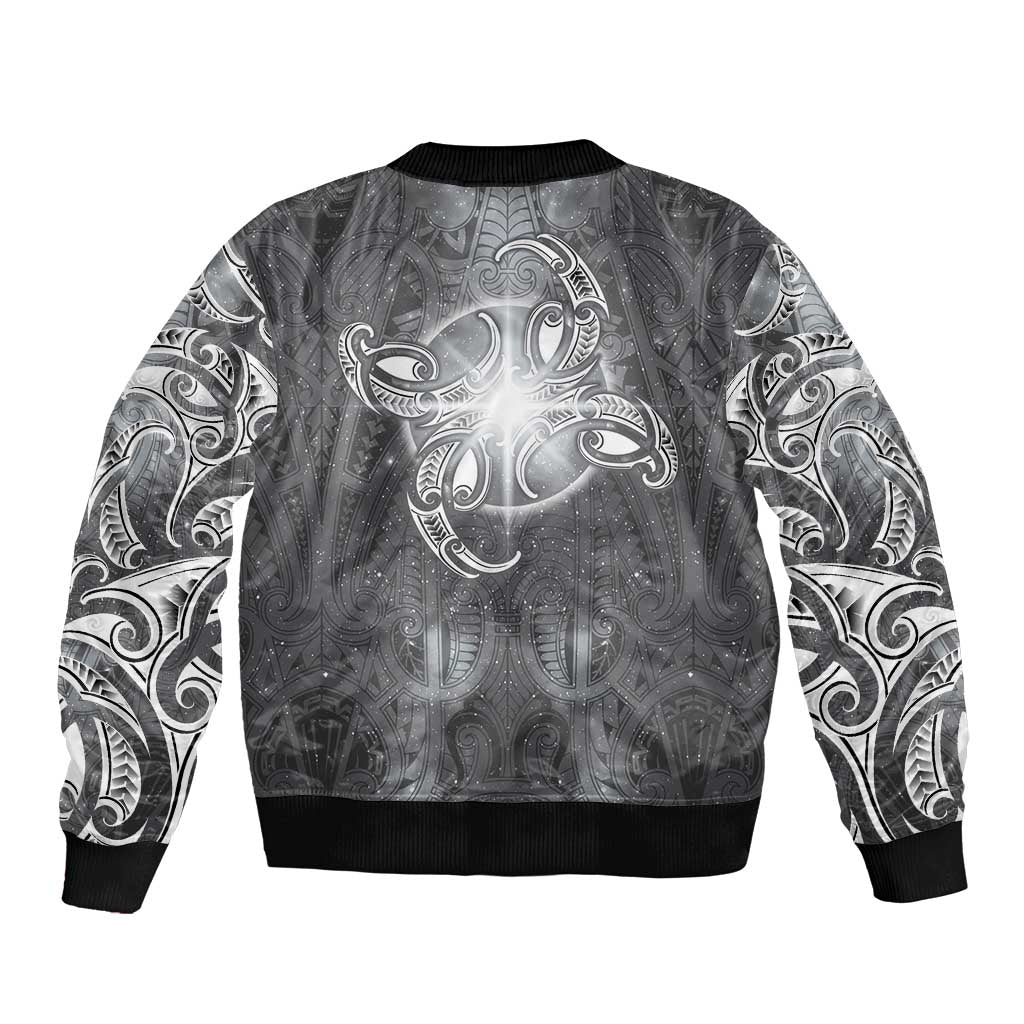 New Zealand Matariki Ururangi Bomber Jacket Maori Moko Grey Galaxy LT05 - Polynesian Pride
