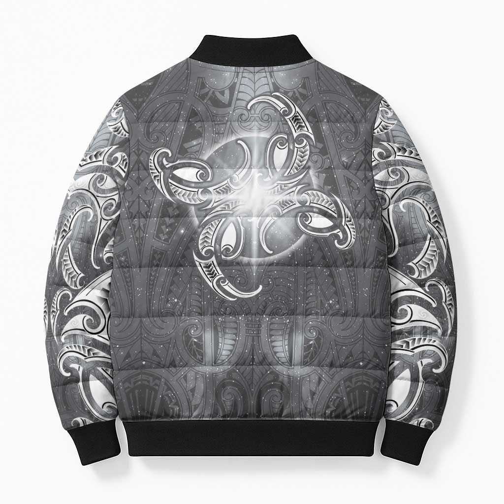 New Zealand Matariki Ururangi Bomber Puffer Jacket Maori Moko Grey Galaxy