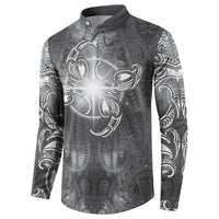New Zealand Matariki Ururangi Button Sweatshirt Maori Moko Grey Galaxy