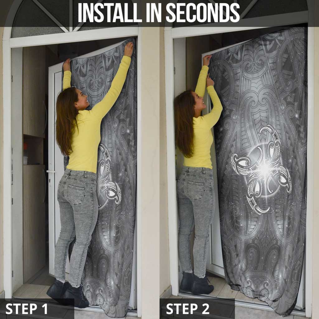 New Zealand Matariki Ururangi Door Cover Maori Moko Grey Galaxy LT05 - Polynesian Pride