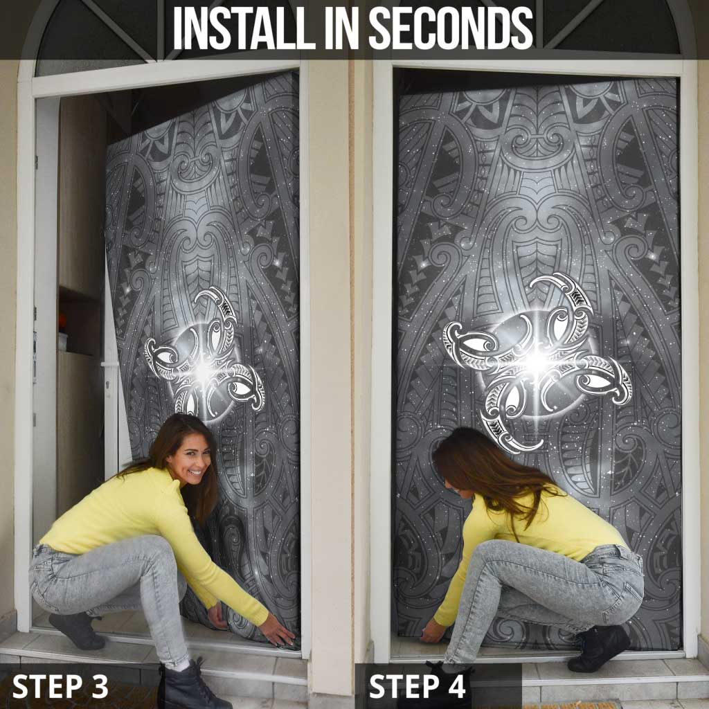 New Zealand Matariki Ururangi Door Cover Maori Moko Grey Galaxy LT05 - Polynesian Pride