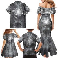 New Zealand Matariki Ururangi Family Matching Mermaid Dress and Hawaiian Shirt Maori Moko Grey Galaxy