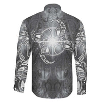 New Zealand Matariki Ururangi Family Matching Off The Shoulder Long Sleeve Dress and Hawaiian Shirt Maori Moko Grey Galaxy