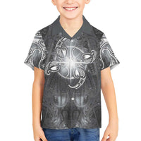 New Zealand Matariki Ururangi Family Matching Puletasi and Hawaiian Shirt Maori Moko Grey Galaxy