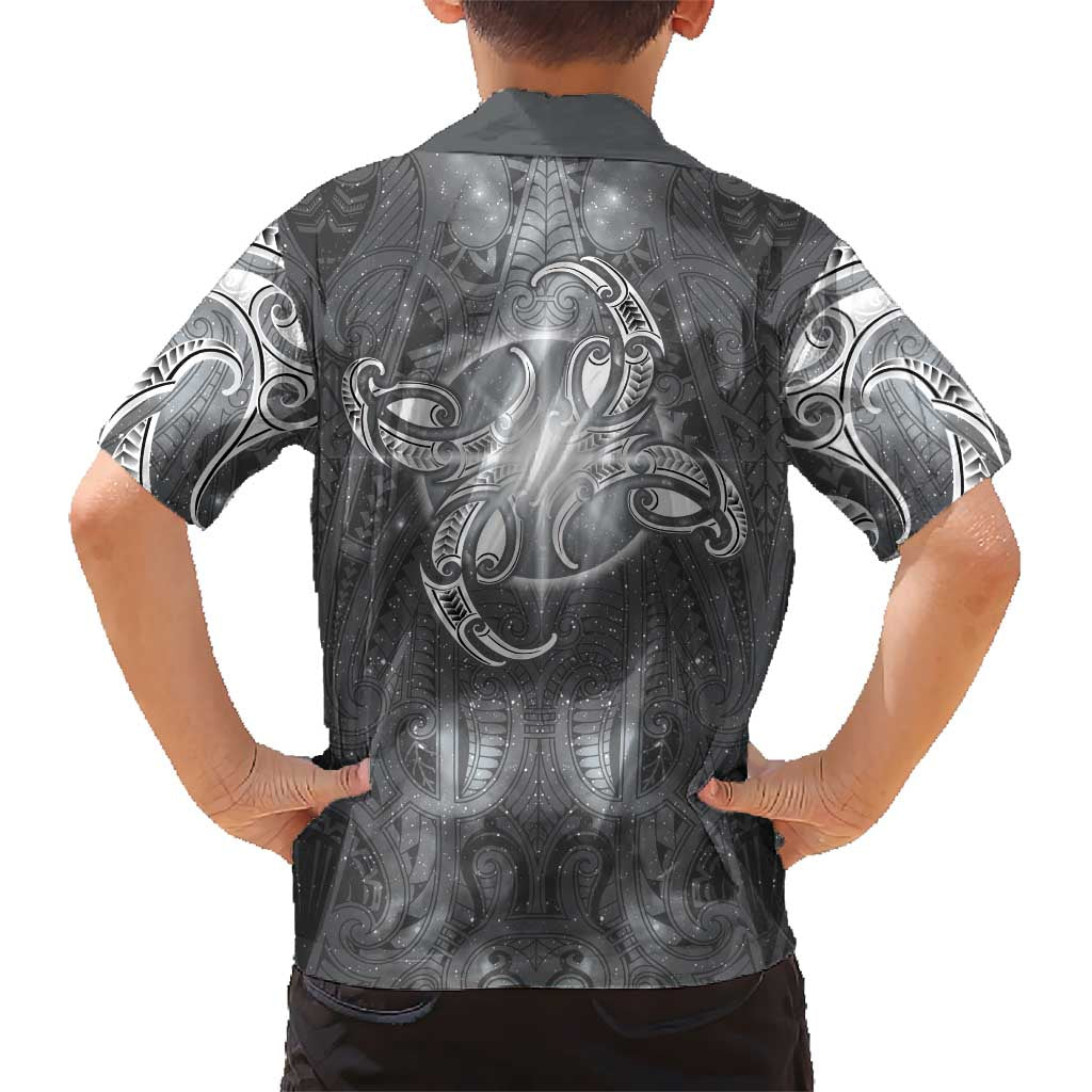 New Zealand Matariki Ururangi Family Matching Summer Maxi Dress and Hawaiian Shirt Maori Moko Grey Galaxy