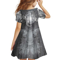 New Zealand Matariki Ururangi Family Matching Summer Maxi Dress and Hawaiian Shirt Maori Moko Grey Galaxy