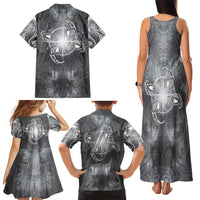 New Zealand Matariki Ururangi Family Matching Tank Maxi Dress and Hawaiian Shirt Maori Moko Grey Galaxy