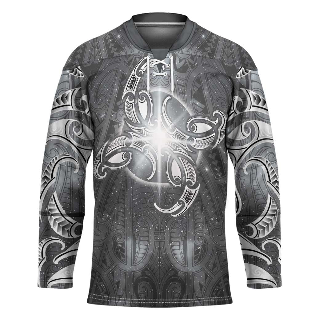 New Zealand Matariki Ururangi Hockey Jersey Maori Moko Grey Galaxy LT05 Unisex Grey - Polynesian Pride