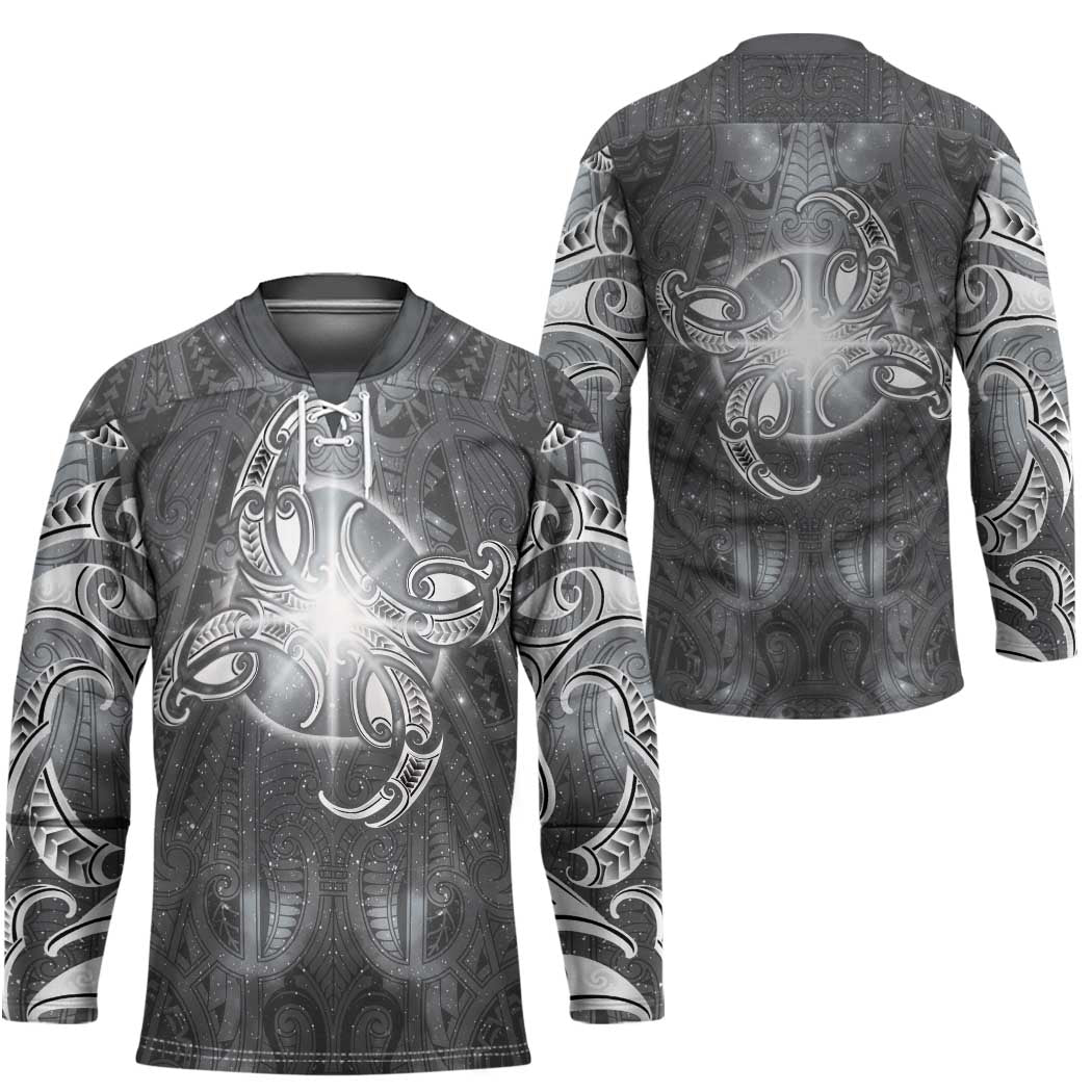 New Zealand Matariki Ururangi Hockey Jersey Maori Moko Grey Galaxy LT05 - Polynesian Pride