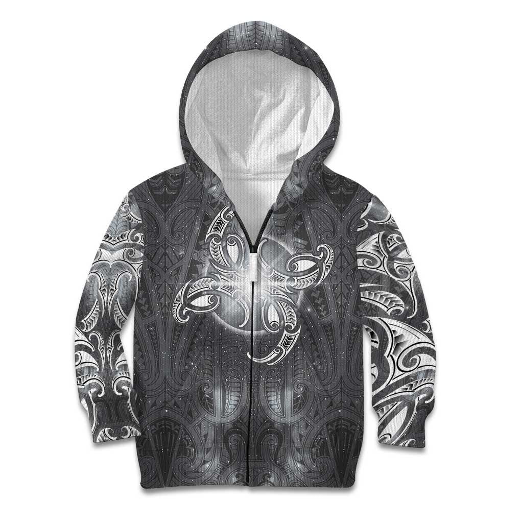 New Zealand Matariki Ururangi Kid Hoodie Maori Moko Grey Galaxy LT05 Zip Hoodie Grey - Polynesian Pride