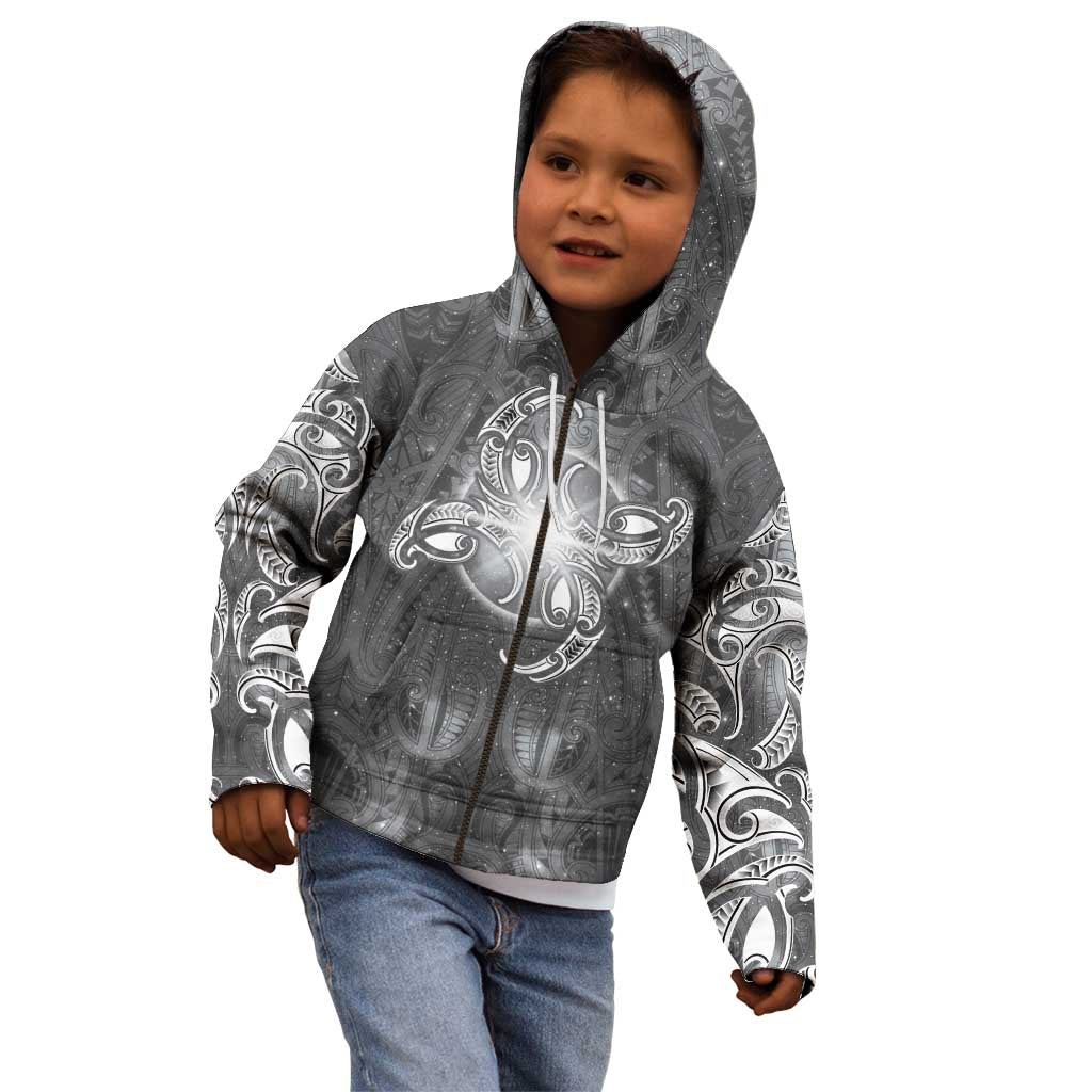 New Zealand Matariki Ururangi Kid Hoodie Maori Moko Grey Galaxy LT05 - Polynesian Pride
