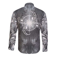 New Zealand Matariki Ururangi Long Sleeve Button Shirt Maori Moko Grey Galaxy