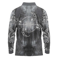 New Zealand Matariki Ururangi Long Sleeve Polo Shirt Maori Moko Grey Galaxy LT05 - Polynesian Pride