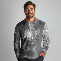 New Zealand Matariki Ururangi Long Sleeve Polo Shirt Maori Moko Grey Galaxy LT05 - Polynesian Pride