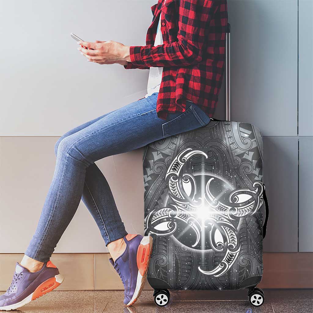 New Zealand Matariki Ururangi Luggage Cover Maori Moko Grey Galaxy
