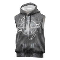 New Zealand Matariki Ururangi Sleeveless Hoodie Maori Moko Grey Galaxy
