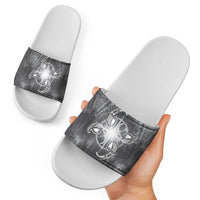 New Zealand Matariki Ururangi Slide Sandals Maori Moko Grey Galaxy