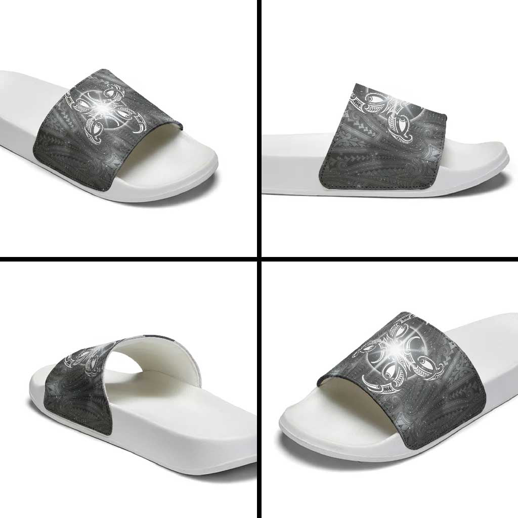 New Zealand Matariki Ururangi Slide Sandals Maori Moko Grey Galaxy