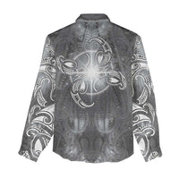 New Zealand Matariki Ururangi Women Casual Shirt Maori Moko Grey Galaxy