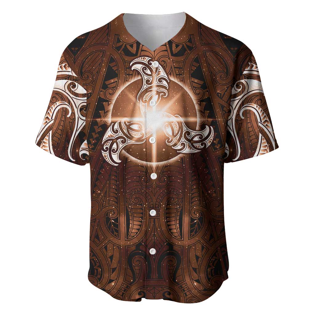 New Zealand Matariki Tupuanuku Baseball Jersey Maori Moko Brown Galaxy