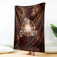 New Zealand Matariki Tupuanuku Blanket Maori Moko Brown Galaxy LT05 - Polynesian Pride