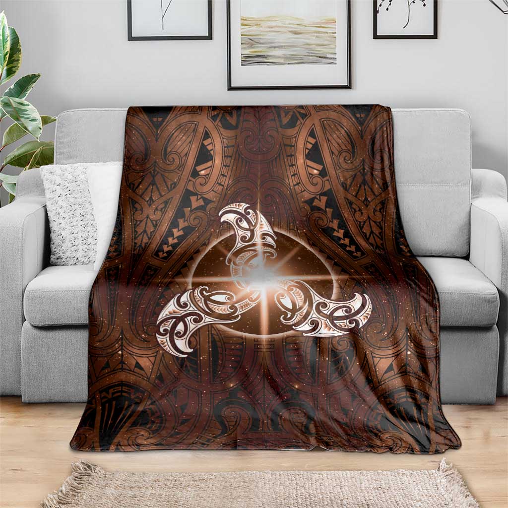 New Zealand Matariki Tupuanuku Blanket Maori Moko Brown Galaxy LT05 - Polynesian Pride