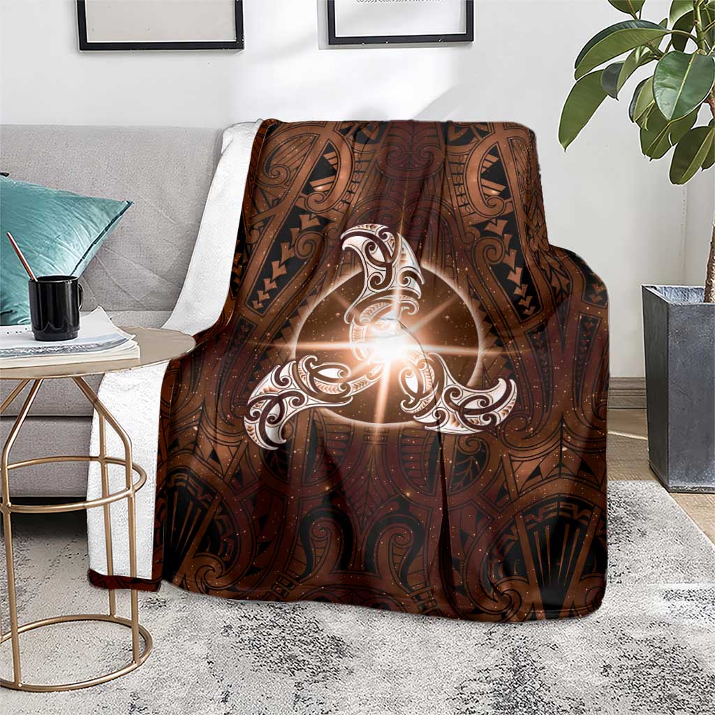 New Zealand Matariki Tupuanuku Blanket Maori Moko Brown Galaxy LT05 - Polynesian Pride