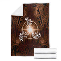 New Zealand Matariki Tupuanuku Blanket Maori Moko Brown Galaxy LT05 - Polynesian Pride