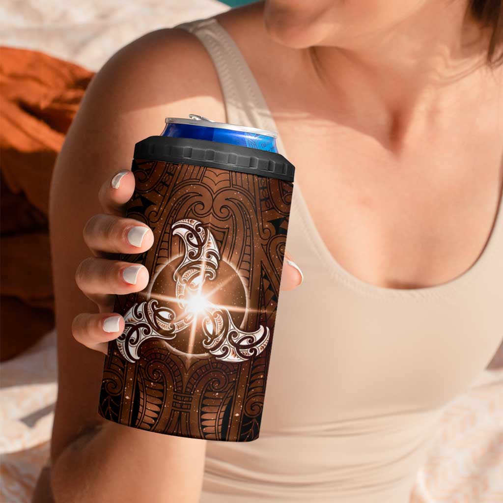 New Zealand Matariki Tupuanuku 4 in 1 Can Cooler Tumbler Maori Moko Brown Galaxy