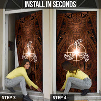 New Zealand Matariki Tupuanuku Door Cover Maori Moko Brown Galaxy
