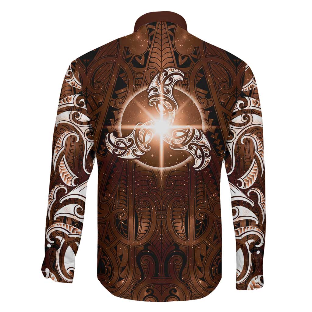 New Zealand Matariki Tupuanuku Family Matching Off Shoulder Short Dress and Hawaiian Shirt Maori Moko Brown Galaxy LT05 - Polynesian Pride