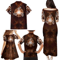 New Zealand Matariki Tupuanuku Family Matching Puletasi and Hawaiian Shirt Maori Moko Brown Galaxy