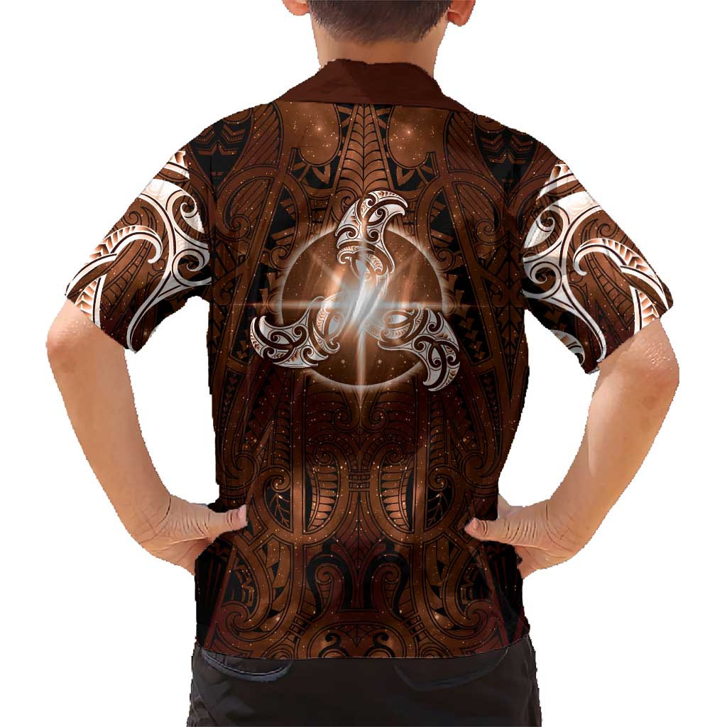 New Zealand Matariki Tupuanuku Family Matching Summer Maxi Dress and Hawaiian Shirt Maori Moko Brown Galaxy LT05 - Polynesian Pride