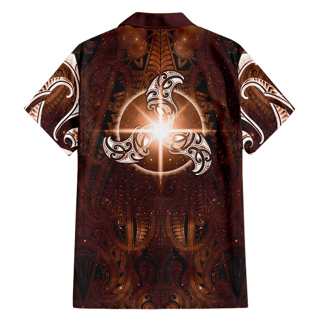 New Zealand Matariki Tupuanuku Family Matching Summer Maxi Dress and Hawaiian Shirt Maori Moko Brown Galaxy LT05 - Polynesian Pride