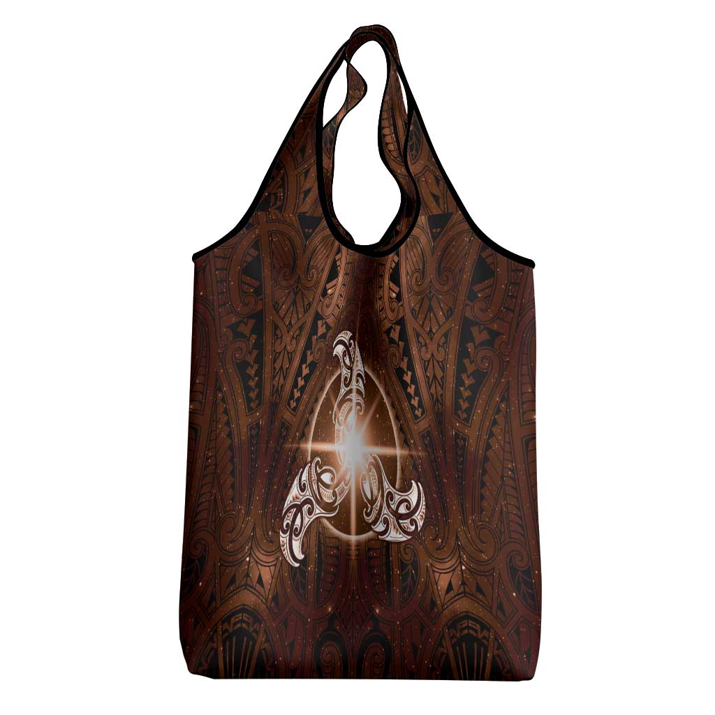 New Zealand Matariki Tupuanuku Grocery Bag Maori Moko Brown Galaxy