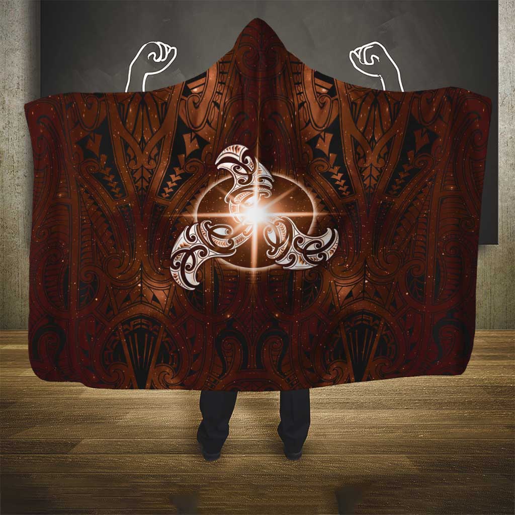 New Zealand Matariki Tupuanuku Hooded Blanket Maori Moko Brown Galaxy