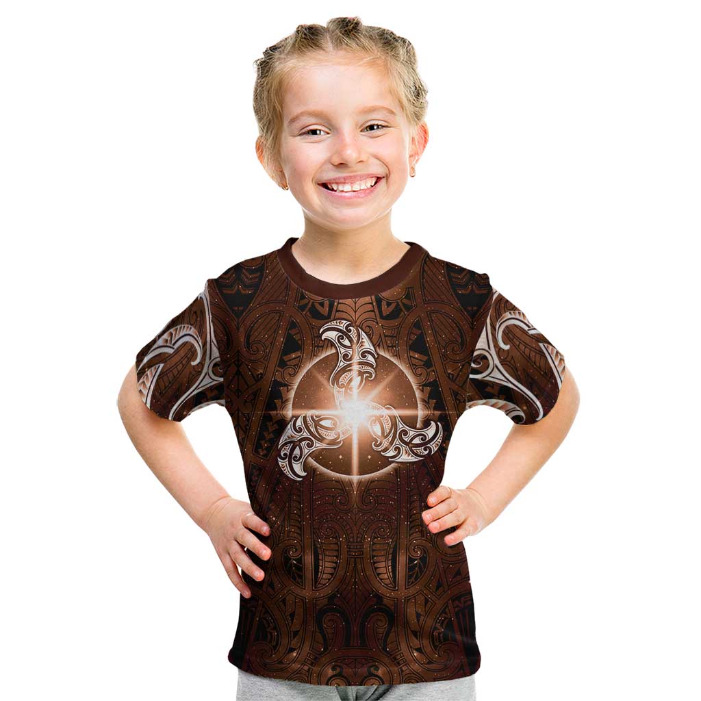 New Zealand Matariki Tupuanuku Kid T Shirt Maori Moko Brown Galaxy