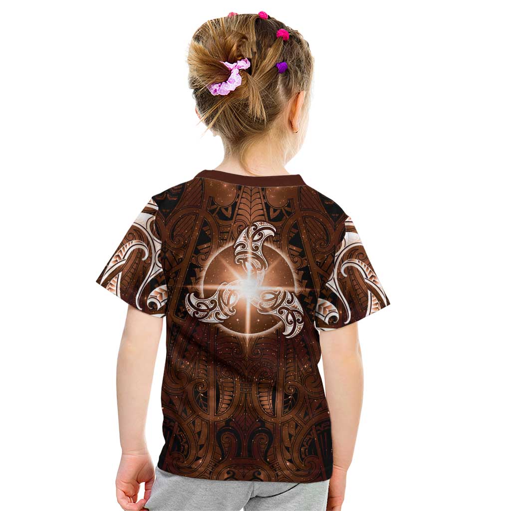 New Zealand Matariki Tupuanuku Kid T Shirt Maori Moko Brown Galaxy