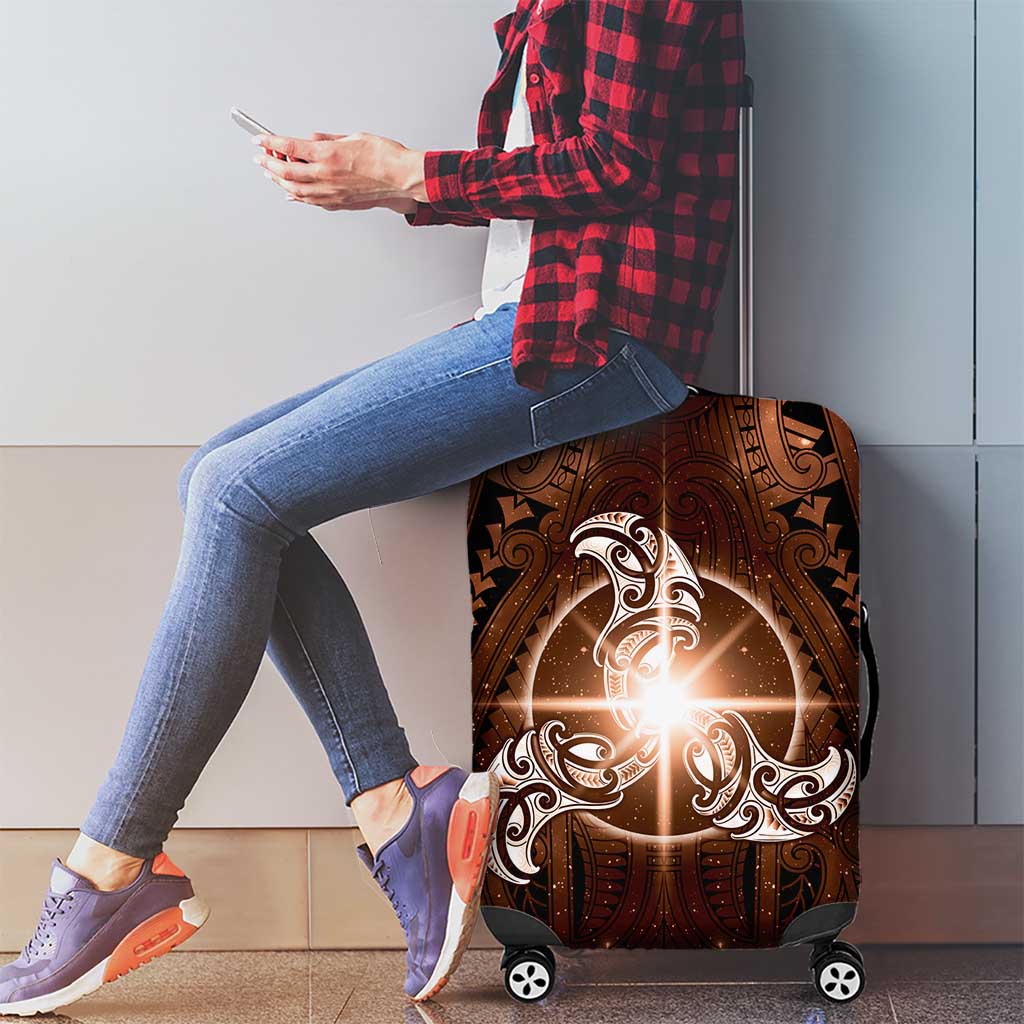 New Zealand Matariki Tupuanuku Luggage Cover Maori Moko Brown Galaxy