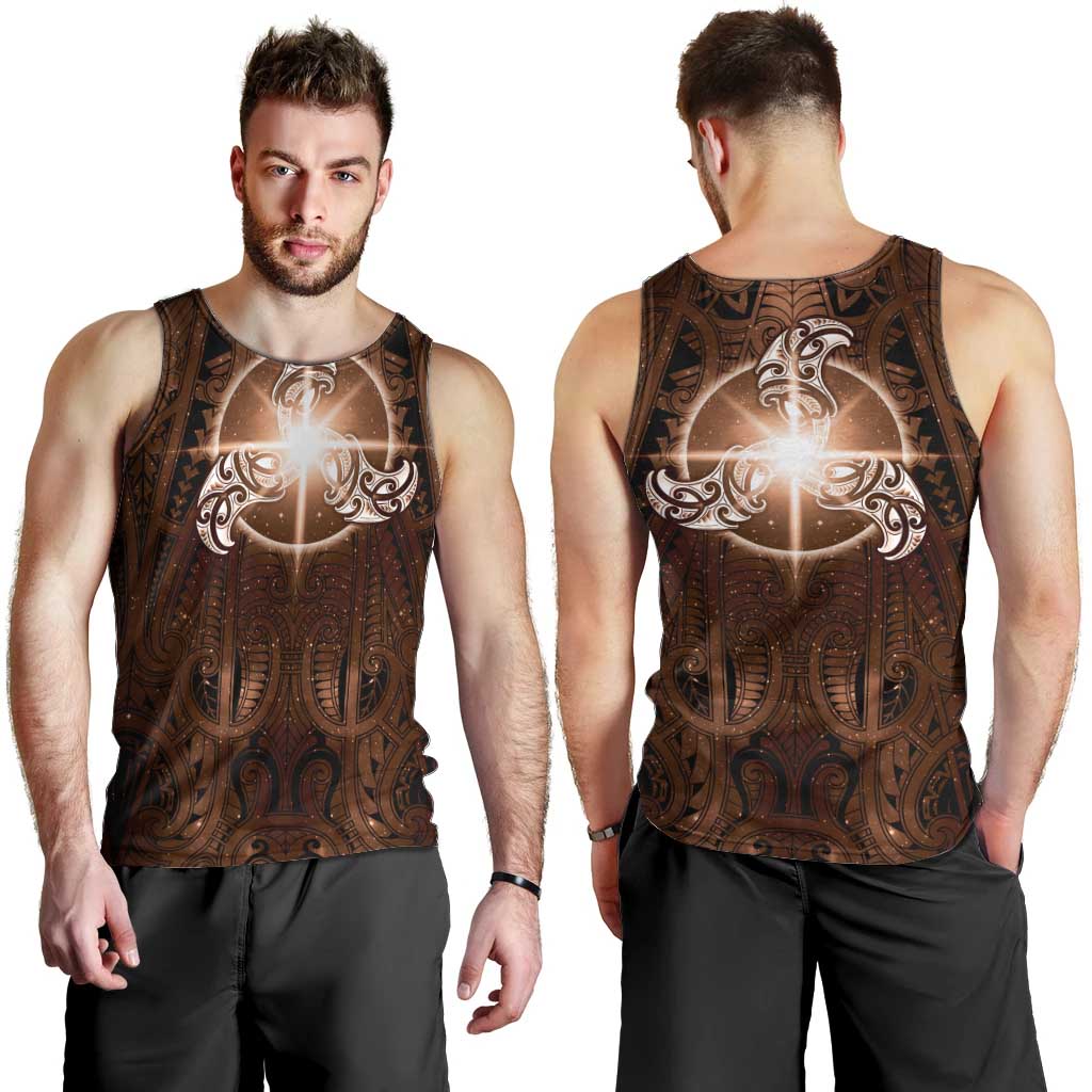 New Zealand Matariki Tupuanuku Men Tank Top Maori Moko Brown Galaxy
