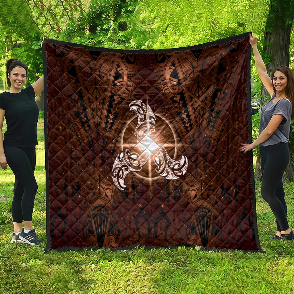 New Zealand Matariki Tupuanuku Quilt Maori Moko Brown Galaxy