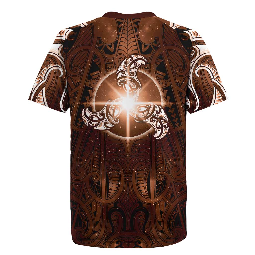 New Zealand Matariki Tupuanuku Rugby Jersey Maori Moko Brown Galaxy